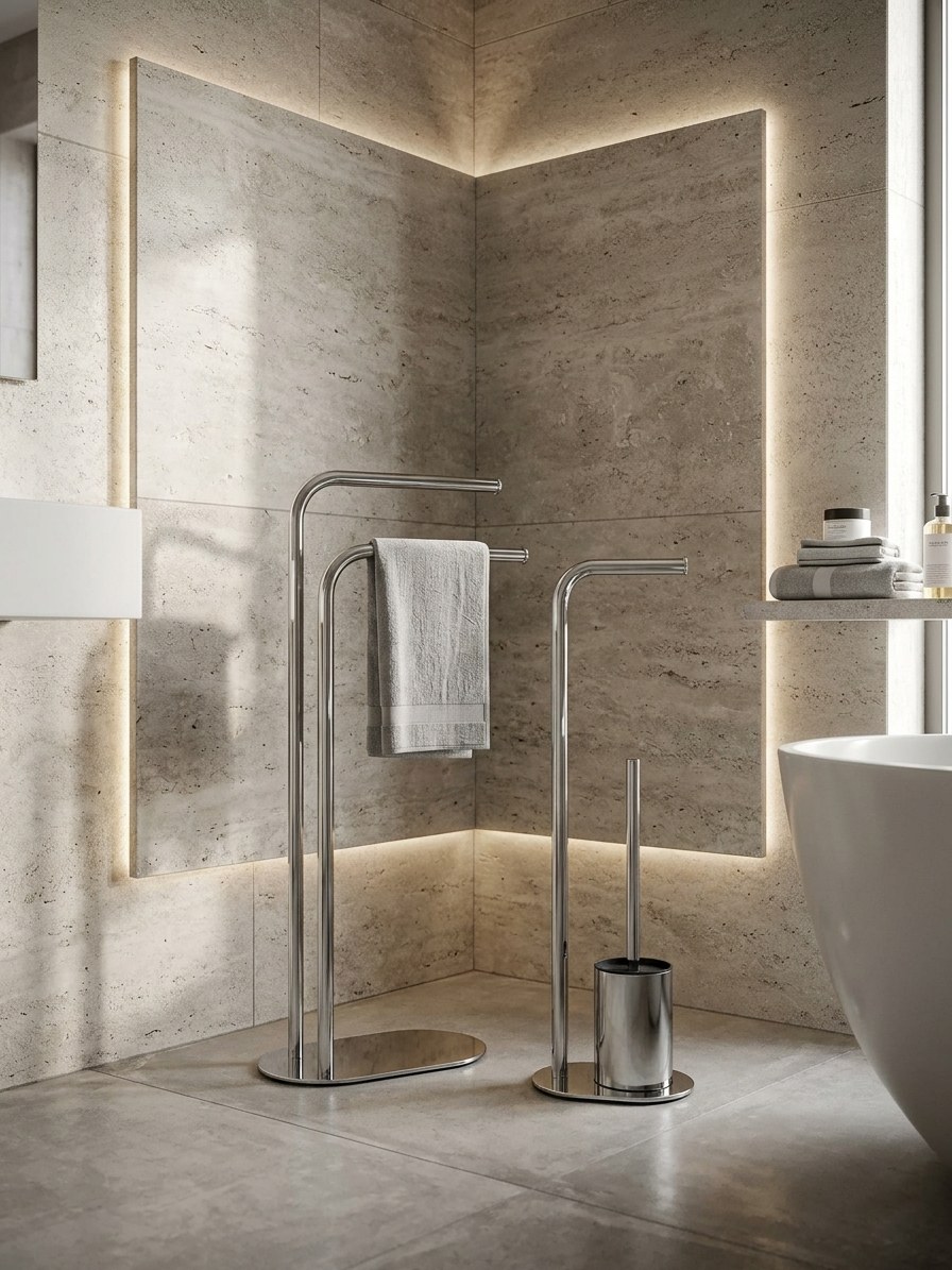 Piantana bagno cromata