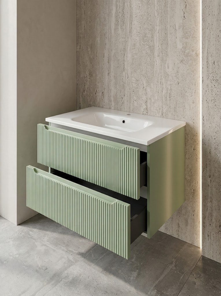 Mobile bagno verde con lavabo integrato